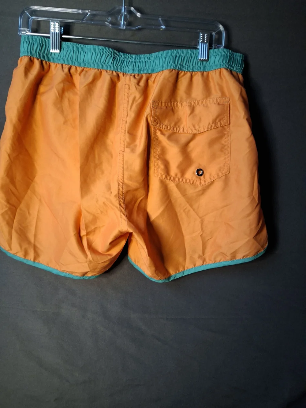 Men's Retro Orange Swim Trunks with Teal Trim